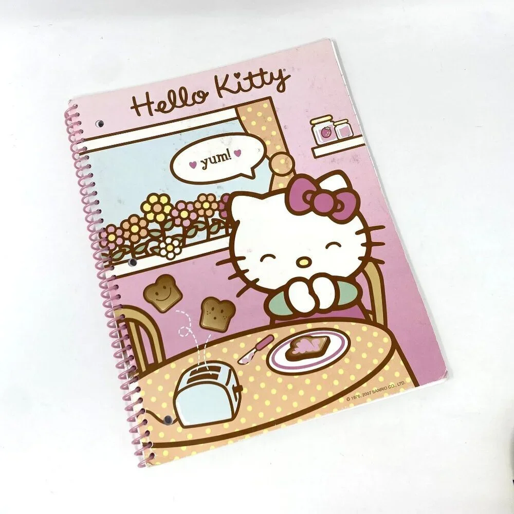 Sanrio Hello Kitty Wide Rule Spiral Notebook Preowned Approx 60 Pages